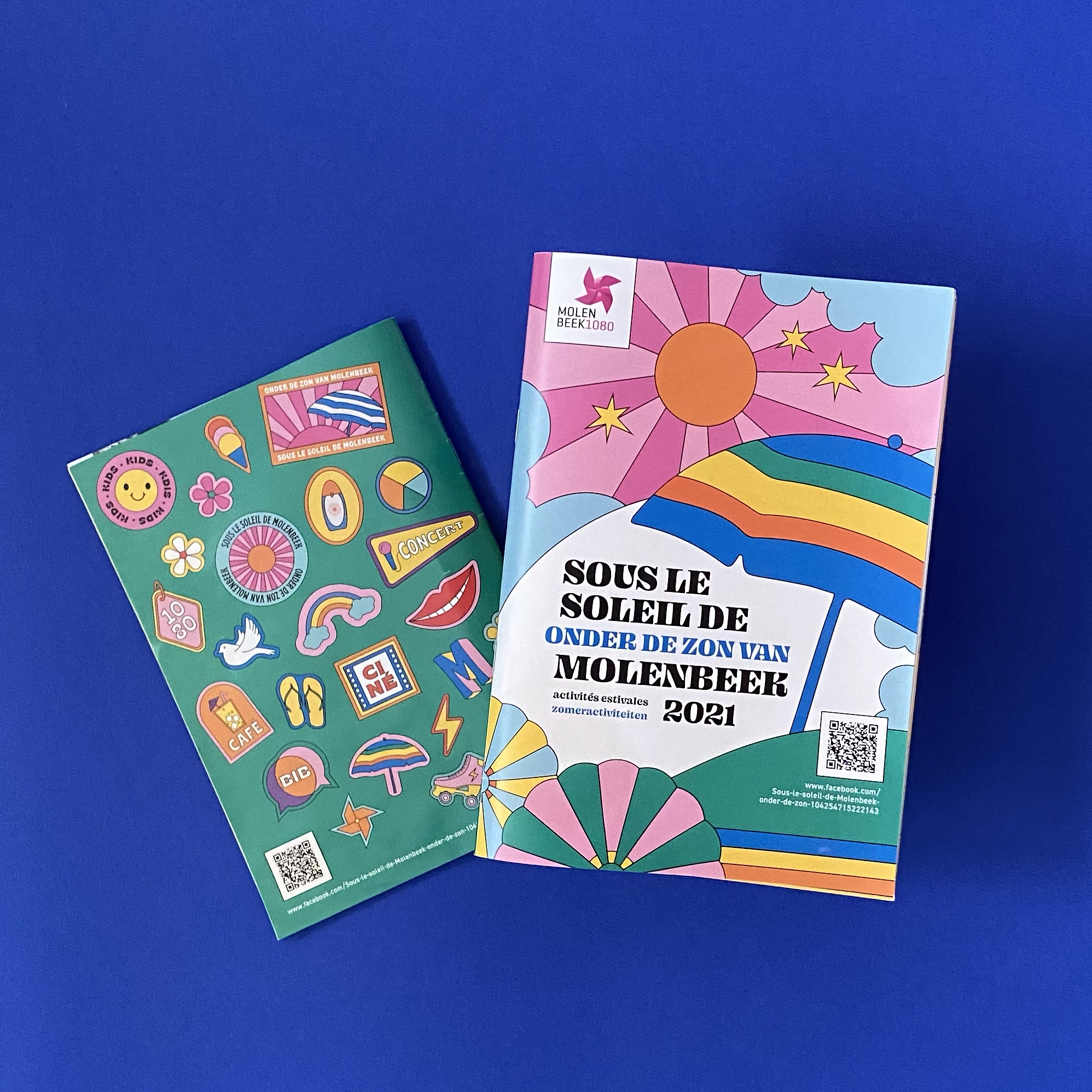 cover-voor-achter cover en back cover van de zomer brochure voor de gemeente Molenbeek